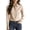 Beige, variant on Hidden Button Down Tops for Women Lightweight Thin Collared Solid Color Blouses Dressy Casual Long Cuffed Sleeve Business Shirts XXL