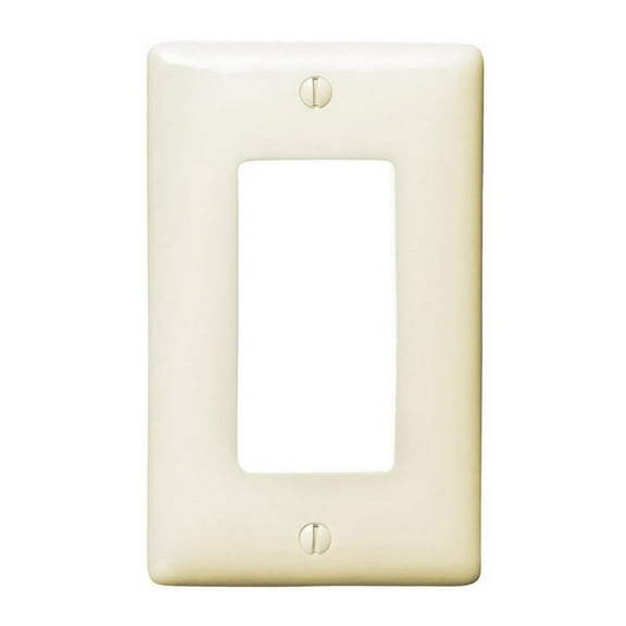 Hubbell NPJ26LA 1-Gang Decorator GFCI Rocker Switch Wall Plate, Unbreakable Nylon, Mid-Size, Light Almond