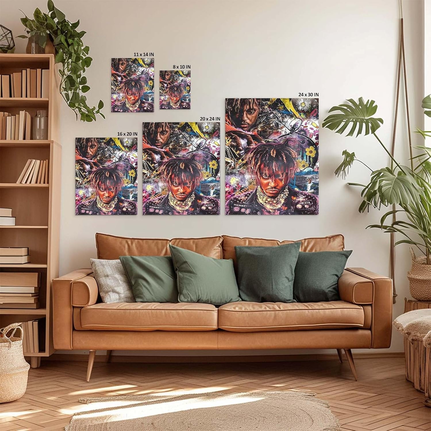 P&L Art Juice Wrld Canvas Wall Art, Rapper Singer Album Cover and Poster Framed Print Art, Retro graffiti Aesthetic Canvas Wall Art for Bedroom or Living Room Wall Decor Gift 16x20inch