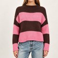 thumbnail image 2 of Fewfanhot Fall Sweaters for Women Striped Mock Neck Fall Knit Color Block Long Sleeve Warm Winter Loose Fit Sweater, 2 of 7