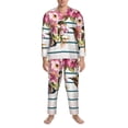 thumbnail image 3 of Sikiie Bird and Floral Mens Pajama Set, Soft Warm Long Sleeve Sleepwear, Cozy Button-Down Pjs for Men-XX-Large, 3 of 7