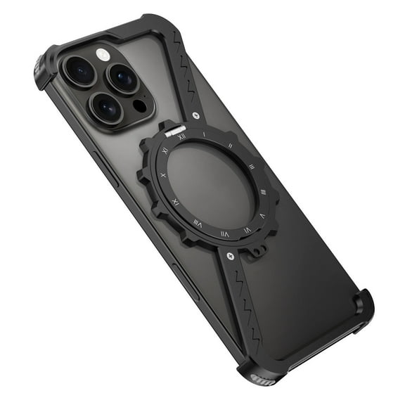 Case For IPhone 16/16 Plus/16 Pro/16 Pro Max, Magnetic Stand Cover Frameless Metal Shell Hollowing Heat Dissipation Case