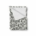 thumbnail image 2 of Ivory and Black Soft Flannel Fleece Blanket, Random Stripes Pattern Hand Drawn Abstract Arrangement Simplistic Design, Cozy Plush for Indoor and Outdoor Use, 50" x 70", Ivory Black, by Ambesonne, 2 of 6