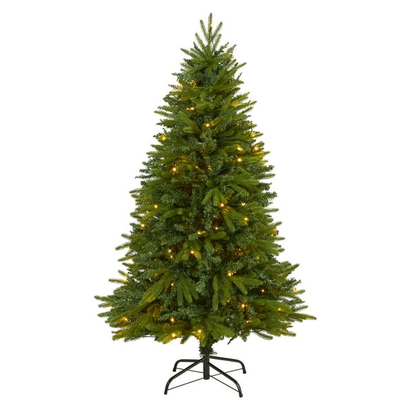 Nearly Natural 5ft. Sun Valley Fir Artificial Christmas Tree with 200 Clear LED Lights
