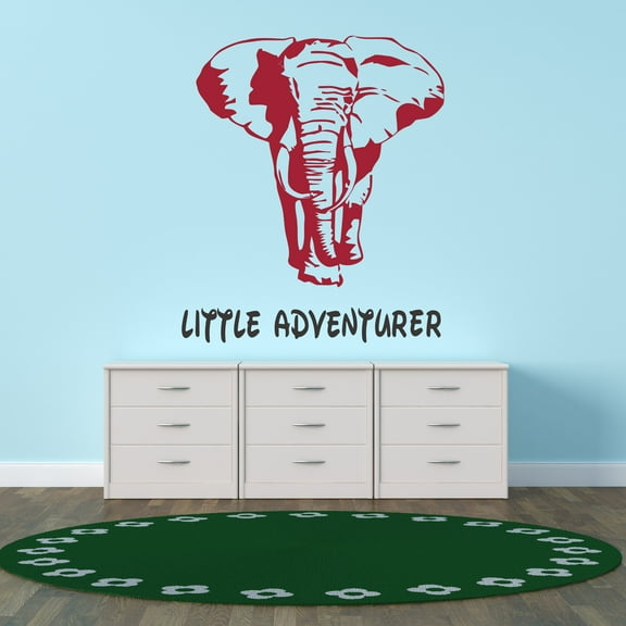 Animal Wall Decals for Children Playroom - Happy Elephant on Adventure Elephant DIY & Creativity Boy Girl Bedroom Wall Sticker - Size: 9 In x 10 In