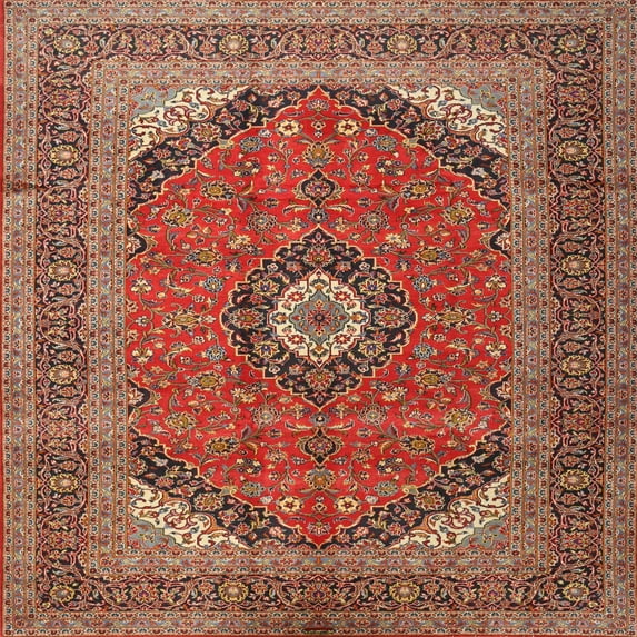 Ahgly Company Indoor Square Traditional Red Medallion Area Rugs, 8' Square