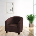 thumbnail image 5 of Thick Velvet Club Chair Slipcover, Stretch Armchair Covers Tub Chair Covers Sofa Couch Cover for Bar Counter Living Room Brown, 5 of 6