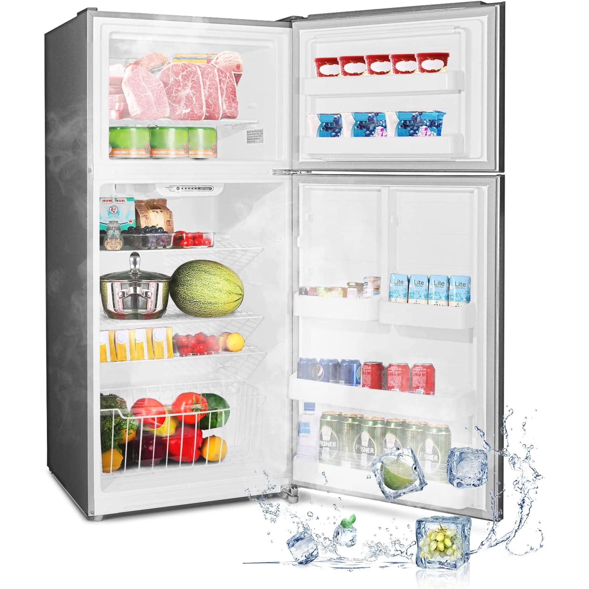 Smad 30 in Freestanding Top Freezer Refrigerator 18.3 Cu ft Stainless Steel 2 Door