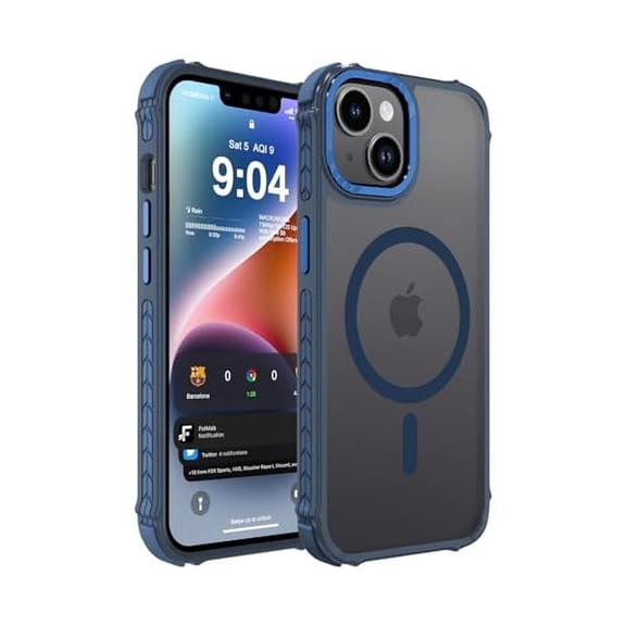 Eryueer Strong Magnetic Case for iPhone 15 6.1-Inch,[Compatible with Magsafe][Military Grade Drop Protection] Translucent Matte Shockproof Protective Phone Cover-Frosted Blue