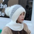 thumbnail image 3 of Winter Scarf Hat with Fleece Lining, Thick Knit Warm Beanie for Cold Weather, 3 of 4