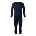 thumbnail image 4 of Mens Pajama Sets Autumn And Winter Thermal Underwear solid color Round Neck Long Sleeve tops with Pants Casual Thickened Two Piece Set Sleepwear Homewear,Blue,XXXL, 4 of 5