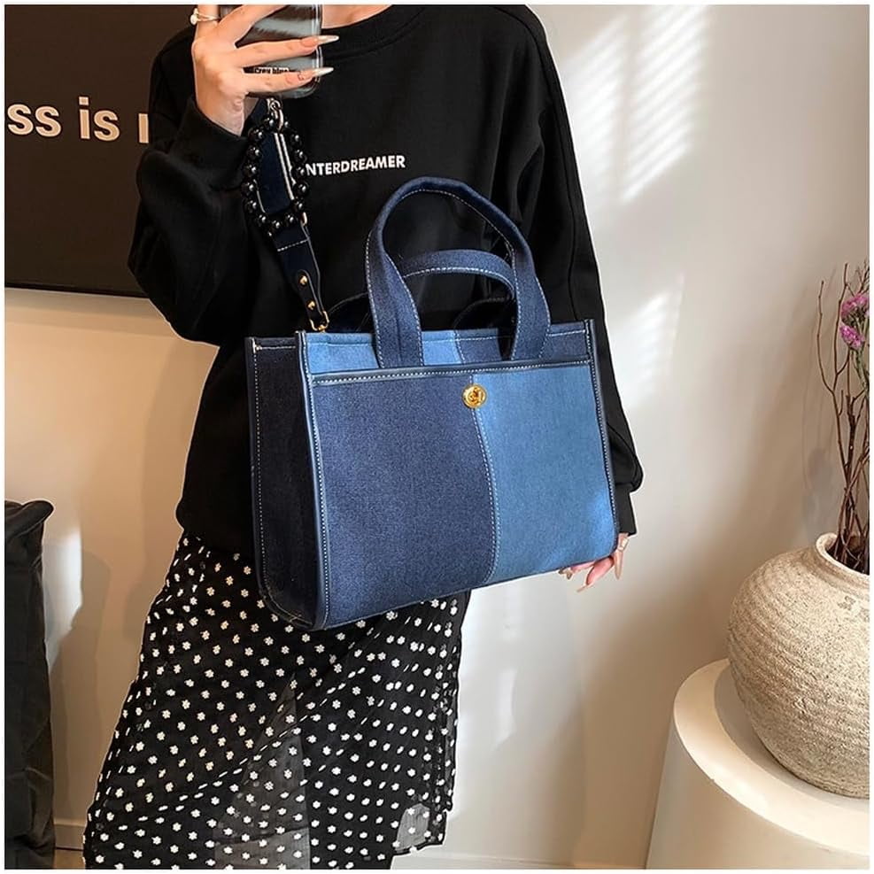 Denim Tote Bag Women Large Shoulder Bag Vintage Satchels Bag Cute Hobo Bags Casual Work Travel College Tote Handbag 2024