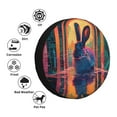 thumbnail image 4 of Sikiie Neon Rabbit In Archway PVC Leather Spare Tire Wheel Cover Spare Tire Cover, for Car Truck SUV Camper Trailer Universal Fit(14-17in)-16 inch, 4 of 6