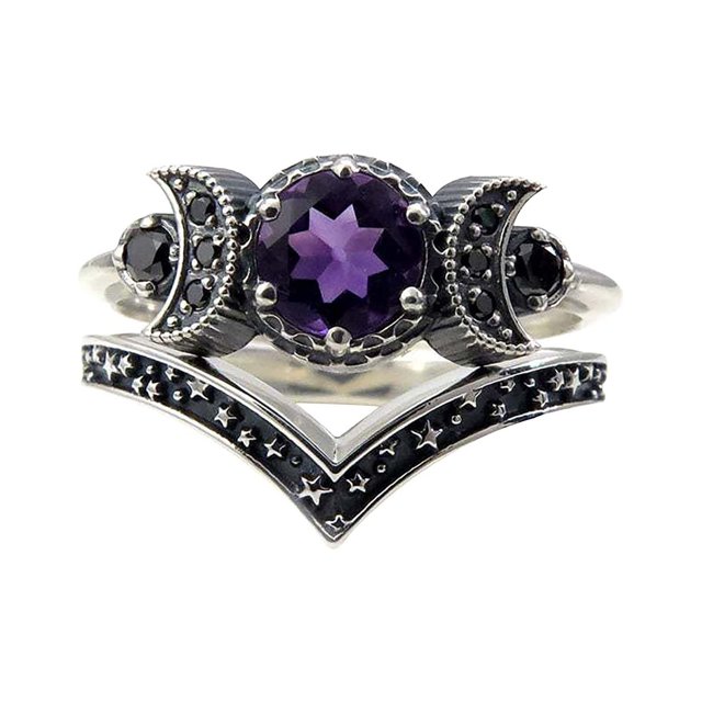 XWSHYW Anillos Amatista Roja Joyas Regalos Compromiso Boda Mujeres Niñas