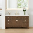 thumbnail image 2 of Pemberly Row 60" Single Wood Vanity in Brown Brushed Oak Engineered Stone Top/NM, 2 of 15