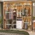 thumbnail image 2 of Closet System with Drawers, Closet Organizer System Storage with Shelves, 96'' Walk-in Closet with 5 Hanging Rods, Heavy Duty Wall Mounted Clothes Wardrobe Garment Rack, Metal Frame,, 2 of 8