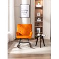 thumbnail image 2 of Rocking Chair, Modern Velvet Tufted Upholstered Rocking Chair with Metal Frame Nursery Glider Armchair with Solid Wood Legs Leisure Reading Rocker Chair Single Sofa for Living Room Bedroom, Orange, 2 of 7