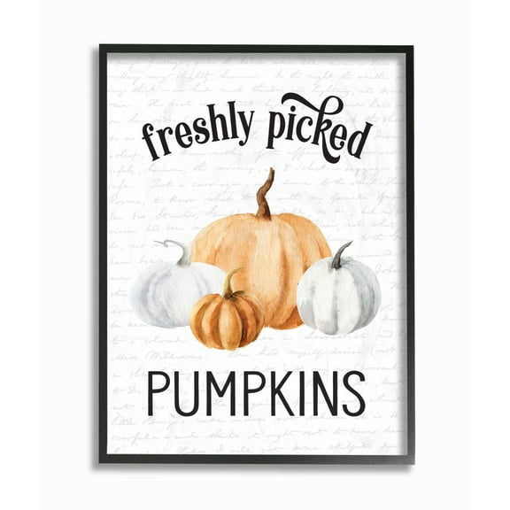 Stupell Industries Freshly Picked Pumpkins Autumn Fall Seasonal Design Framed Wall Art by Lettered and Lined