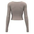 thumbnail image 5 of YueHuiYing Workout Sets for Women Tight-Fitting Seamless Long Sleeve Crop Tops High Waist Yoga Top, 5 of 9