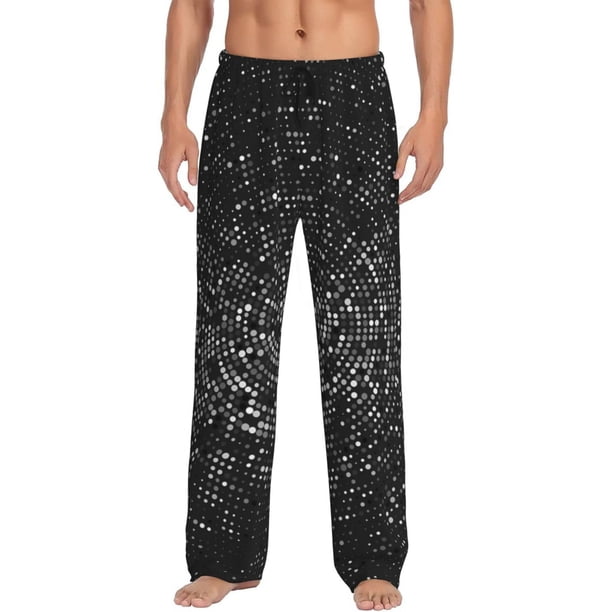 Balery Black And White Dotted Pantalones de pijama para hombre, pijama ultraligero, pantalón de descanso-X-Large