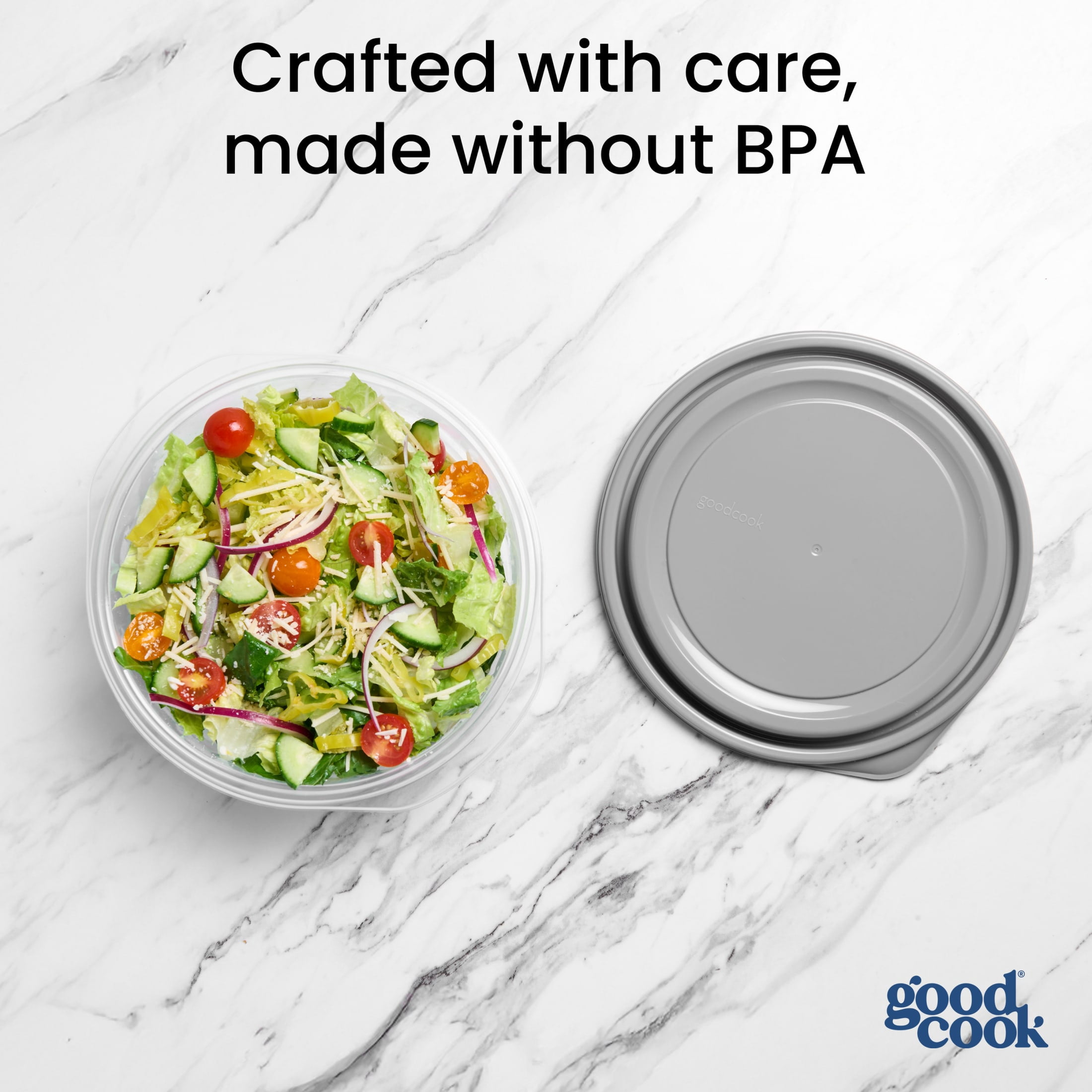 GoodCook Medium Bowl Food Storage Container 3 Pack, 5-Cup Capacity, BPA-Free, Dishwasher Safe