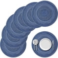 thumbnail image 1 of Nvzi Juego de 6 manteles individuales redondos tejidos, elegantes manteles individuales de 15 pulgadas para mesas de comedor, decoración de fiestas en interiores y exteriores (azul), 1 of 5