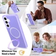 thumbnail image 3 of Asuwish Phone Case for Samsung Galaxy S25 FE 5G Tempered Glass Screen Protector Magnetic Folding Stand Frosted Translucent Rugged Shockproof Protective Cell Cover S 25 EF S25FE 25S Women Men Purple, 3 of 6