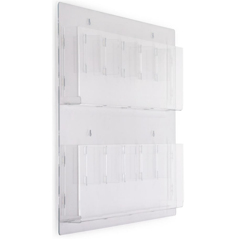 Hanging Magazine Rack with Adjustable Pockets, 29 x 23 inches Clear