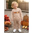 thumbnail image 5 of Toddler Baby Boys Thanksgiving Outfits Adorable Pumpkin Pie Embroidery Long Sleeve Round Neck Sweatshirt and Plaid Pants Set, 5 of 10