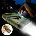 thumbnail image 4 of Linterna solar recargable (paquete de 2), lámpara de emergencia LED, linterna de manivela dinamo con mosquetón para senderismo, viajes, camping, escalada, verde militar Zhuoxuan, 4 of 5