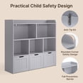 thumbnail image 6 of Noelse Toy Storage Cabinet and Kids Bookcase with 3 Movable Drawers and 6 Open Shelves Featuring Fall Prevention Barrier for Playroom Nursery Kids Room Organization, Gray, 6 of 10