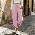 thumbnail image 6 of Women Striped Cropped Capri Pants Sevevn Drawstring Elastic Waist Irregular Hem Casual Trousers With Large Side Pockets, Multi‑Color Options For Summer Daily Wear, 6 of 6