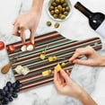 thumbnail image 4 of Striped Cutting Board, Vintage Retro Pattern Geometric 60's Style Red Black Teal and Beige Colored Print, Tempered Glass Cutting and Serving Board, Wine Bottle Shape, Multicolor, by Ambesonne, 4 of 5