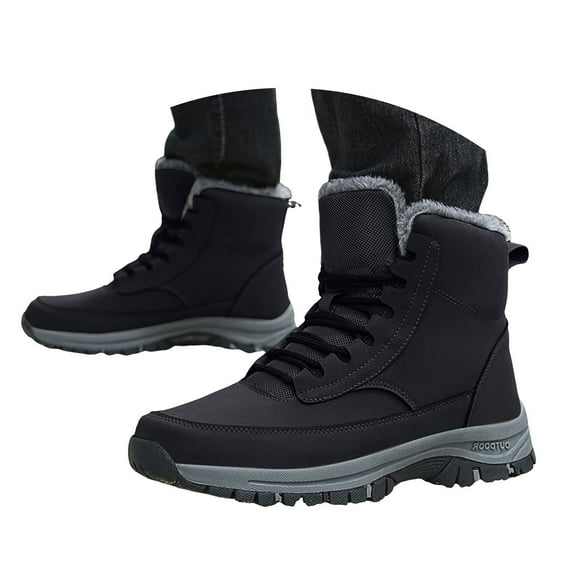 Oyedens Hiking Snow Boots for Men Waterproof Non Slip Plush Winter Warm Hunting Combat Mid Calf Boots