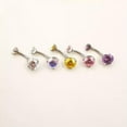 thumbnail image 5 of K-KED G23 Titanium 14G Belly Button Ring Navel Cubic Zircon Body Piercing Jewelry-Purple, 5 of 8