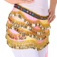 thumbnail image 1 of Pañuelo para danza del vientre para mujer, accesorios de actuación, lentejuelas brillantes, borlas, monedas, pañuelos para la cadera con monedas, cinturón para danza del vientre, 310 monedas, 1 of 8