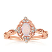 Blush & Bar Blue Opal Carved Ring – Hypoallergenic Gold Silver Rose Gold Stackable Ring Vintage Promise Eternity Band– Size 4-13 – Boho Jewelry Gift Holiday Rings