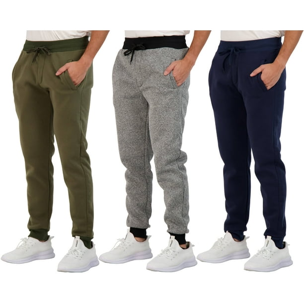 3 Pack: Men's Tech Fleece Active Athletic Casual Jogger Sweatpants with ...