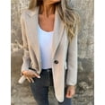 thumbnail image 2 of Women's Fleece Jackets Casual Open Front Button Down Cardigan Lapel Long Sleeve Jackets Fall Winter Outwear Coats, 2 of 3