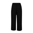 thumbnail image 5 of Jsaierl Womens Wide Leg Cotton Linen Capris Pants Summer Elastic Waist Pant Casual Flowy Drawstring Comfy Trousers Yoga Bottom Pants, 5 of 5