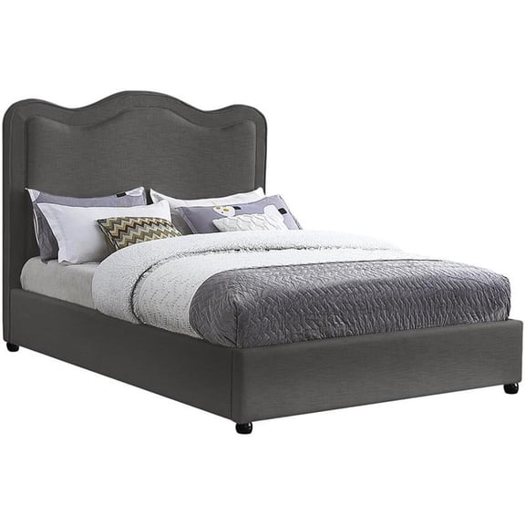 Meridian Furniture Felix Grey Linen Textured Fabric Queen Bed
