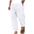 thumbnail image 3 of Styesk Men's Pants Men Leisure Solid Color Button Elastic Waist Draw Rope Full Length Pants, 3 of 9