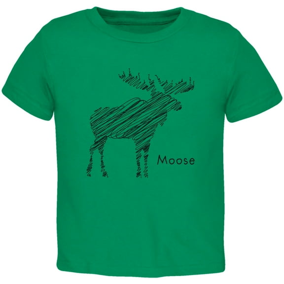 Moose Scribble Drawing Kelly Green Toddler T-Shirt - 4T