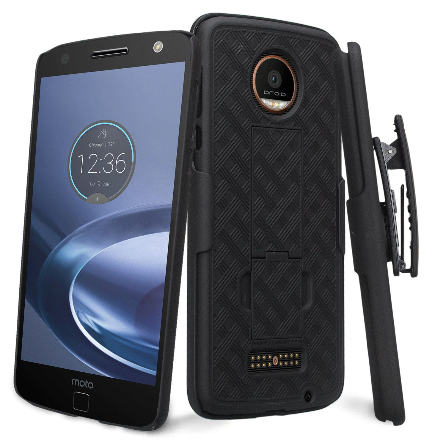 Moto Z Droid Case, Slim [Swivel Locking Belt Clip] Holster Shell Combo Case for Motorola Z Droid
