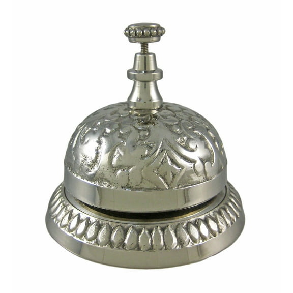 Ornate Nickel Plated Cast Iron Hotel Bell Desk