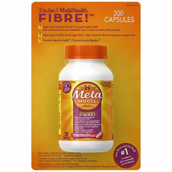 Metamucil 100% Natural Psyllium Husk Daily Fibre Supplement - 300 Capsules | Digestive Wellness