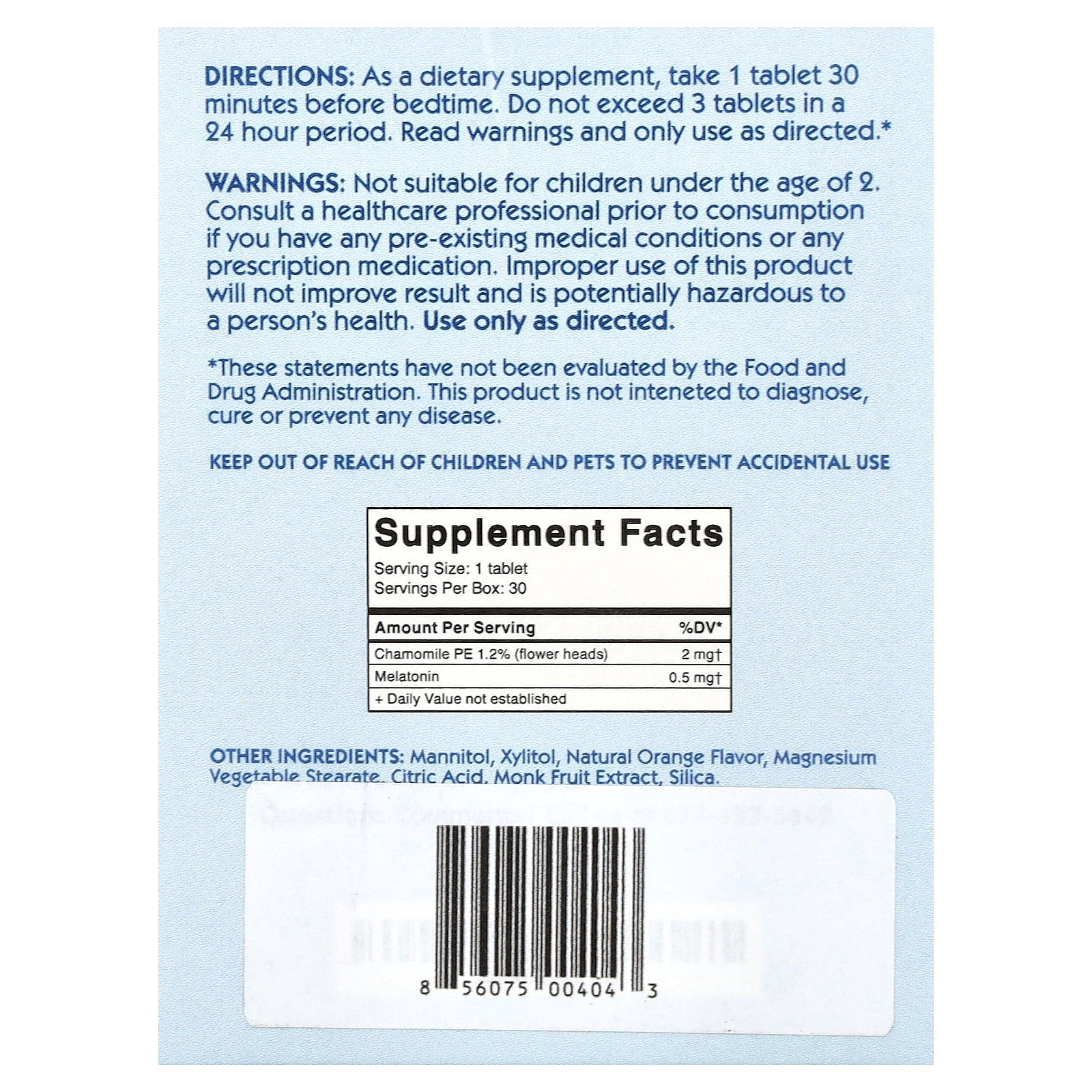 Creekside Natural Therapeutics Children's Sleep Aid, Orange Dream Flavored EZ Melt Tablets, 30 Ct