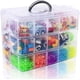 thumbnail image 1 of Caja contenedora de almacenamiento apilable de 3 niveles con 30 compartimentos, caja organizadora de plástico para artes y manualidades, juguetes, cuentas fusibles, cintas Washi, 9,5x6,5x7,2, 1 of 5