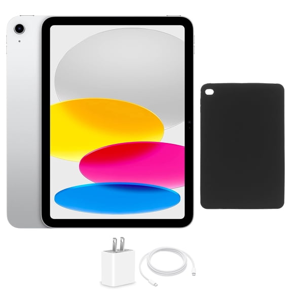 Restored Apple iPad 10 10.9 64GB Silver Wi-Fi Bundle, Includes Protective Case and Charger