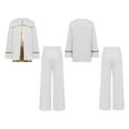 thumbnail image 7 of renvena Boys 2 Piece Worship Liturgical Outfits Long Sleeve Praise Dance Pullover Tops with Wide-Leg Pants Set White 8, 7 of 7